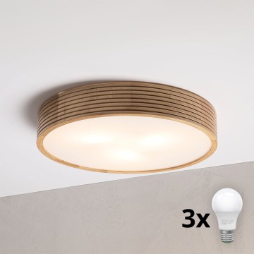 Brilagi - Plafoniera LED da soffitto CARVALHO MODERN 3xE27/60W/230V Ø 47,5 cm rovere