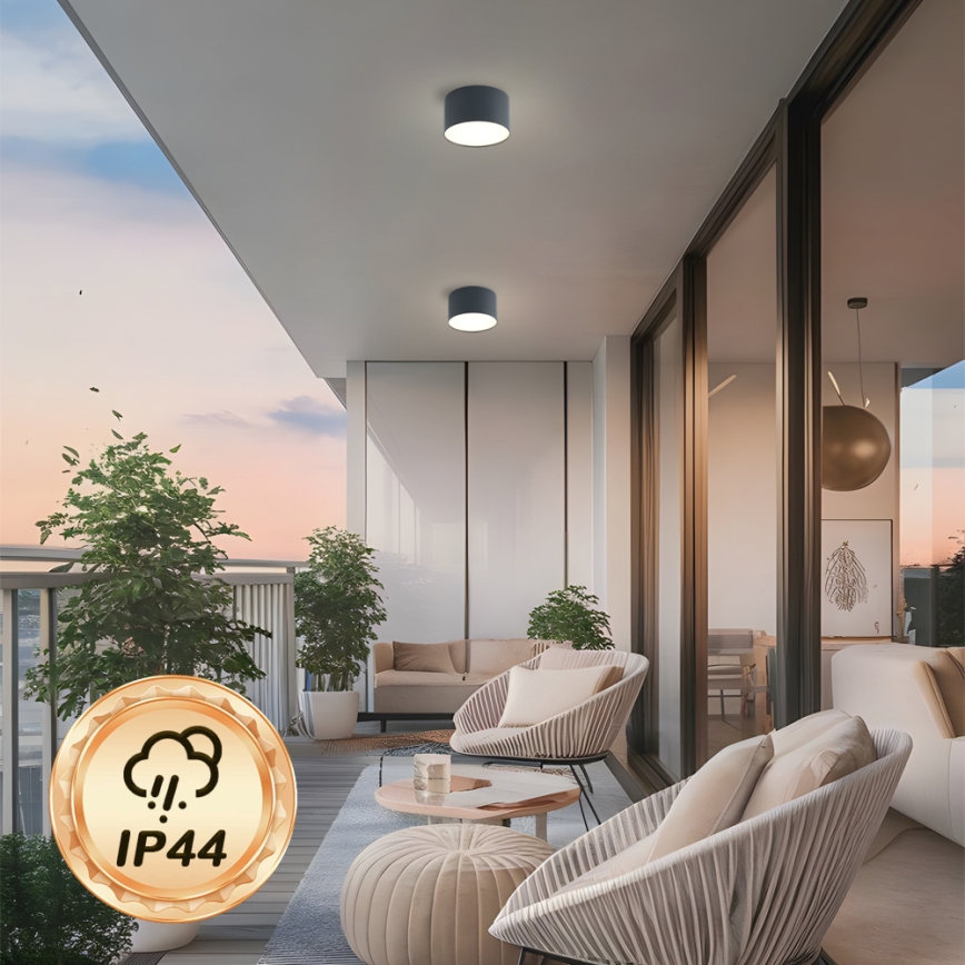 Brilagi - Plafoniera LED da soffitto per bagno FORIS LED/9W/230V Ø 9 cm antracite IP44 CRI 90