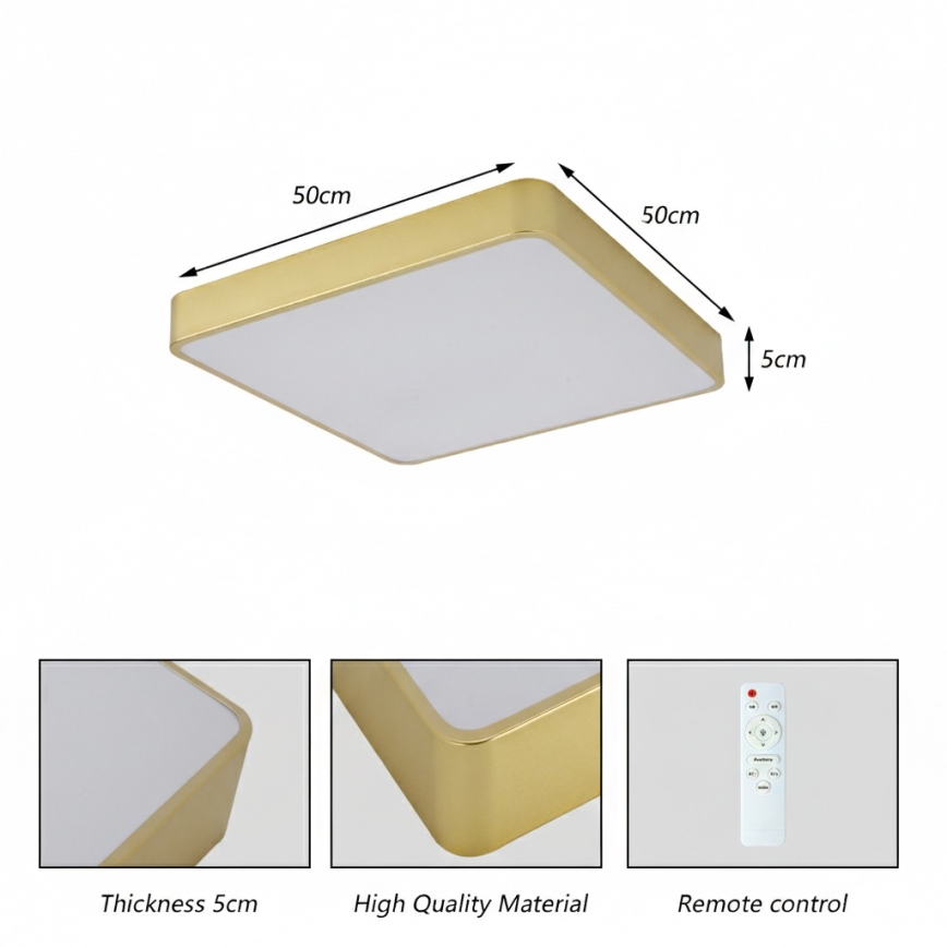 Brilagi - Plafoniera LED da soffitto POOL LED/48W/230V 3000/4000/6000K 50x50 cm dorata