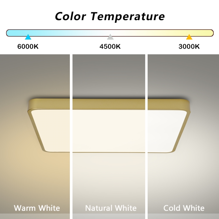 Brilagi - Plafoniera LED da soffitto POOL SQUARE LED/48W/230V 3000/4000/6000K 50x50 cm dorata