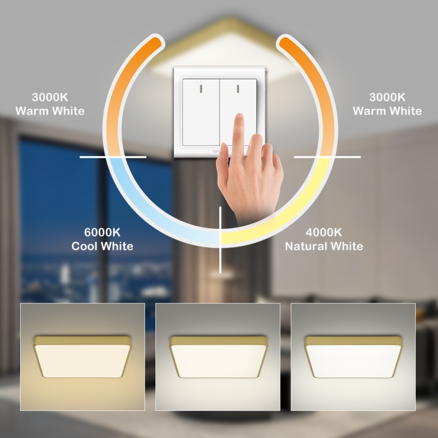 Brilagi - Plafoniera LED da soffitto POOL SQUARE LED/48W/230V 3000/4000/6000K 50x50 cm dorata
