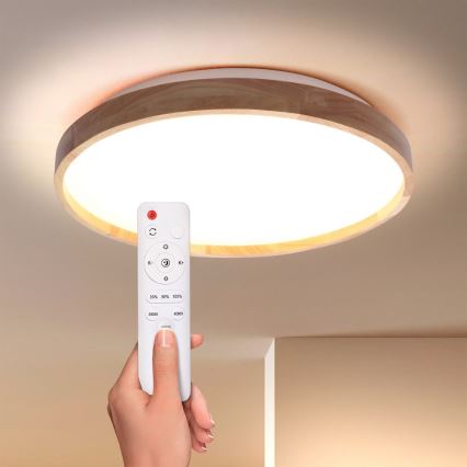 Brilagi - Lampada da soffitto dimmerabile a LED ALSON LED/48W/230V 3000-6500K rovere Ø 39,5 cm + telecomando