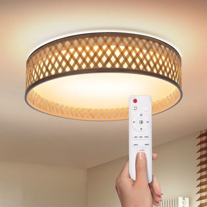 Brilagi - Lampada da soffitto dimmerabile a LED CAMILA LED/48W/230V 3000-6500K bambù Ø 40 cm + telecomando