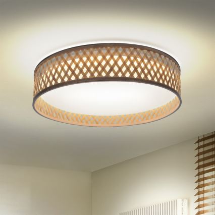 Brilagi - Lampada da soffitto dimmerabile a LED CAMILA LED/48W/230V 3000-6500K bambù Ø 40 cm + telecomando