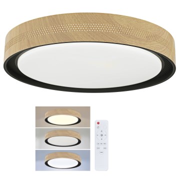 Brilagi - Plafoniera LED dimmerabile COCI LED/48W/230V 3000-6500K Ø 39 cm finitura effetto legno/nera + telecomando incluso