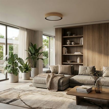 Brilagi - Plafoniera LED dimmerabile COCI LED/48W/230V 3000-6500K Ø 39 cm finitura effetto legno/nera + telecomando incluso