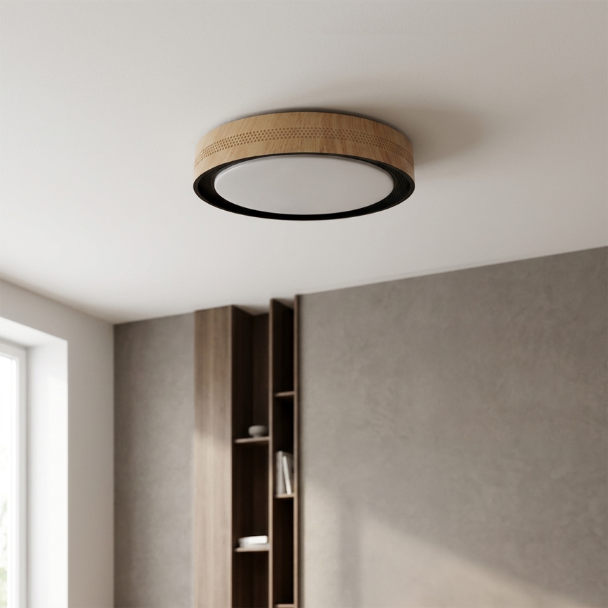 Brilagi - Plafoniera LED dimmerabile COCI LED/48W/230V 3000-6500K Ø 39 cm finitura effetto legno/nera + telecomando incluso