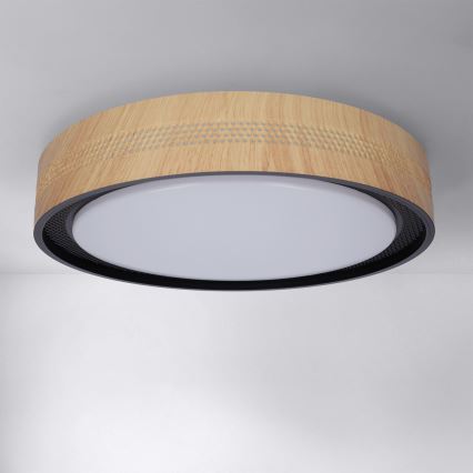 Brilagi - Plafoniera LED dimmerabile COCI LED/48W/230V 3000-6500K Ø 39 cm finitura effetto legno/nera + telecomando incluso