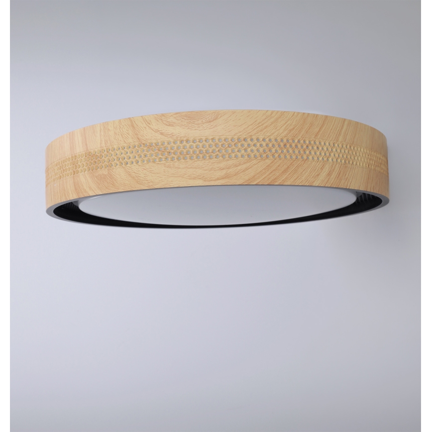 Brilagi - Plafoniera LED dimmerabile COCI LED/48W/230V 3000-6500K Ø 39 cm finitura effetto legno/nera + telecomando incluso