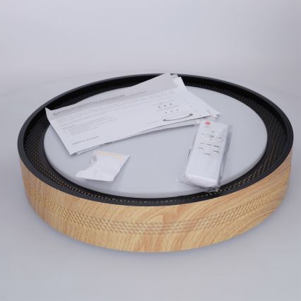 Brilagi - Plafoniera LED dimmerabile COCI LED/48W/230V 3000-6500K Ø 39 cm finitura effetto legno/nera + telecomando incluso