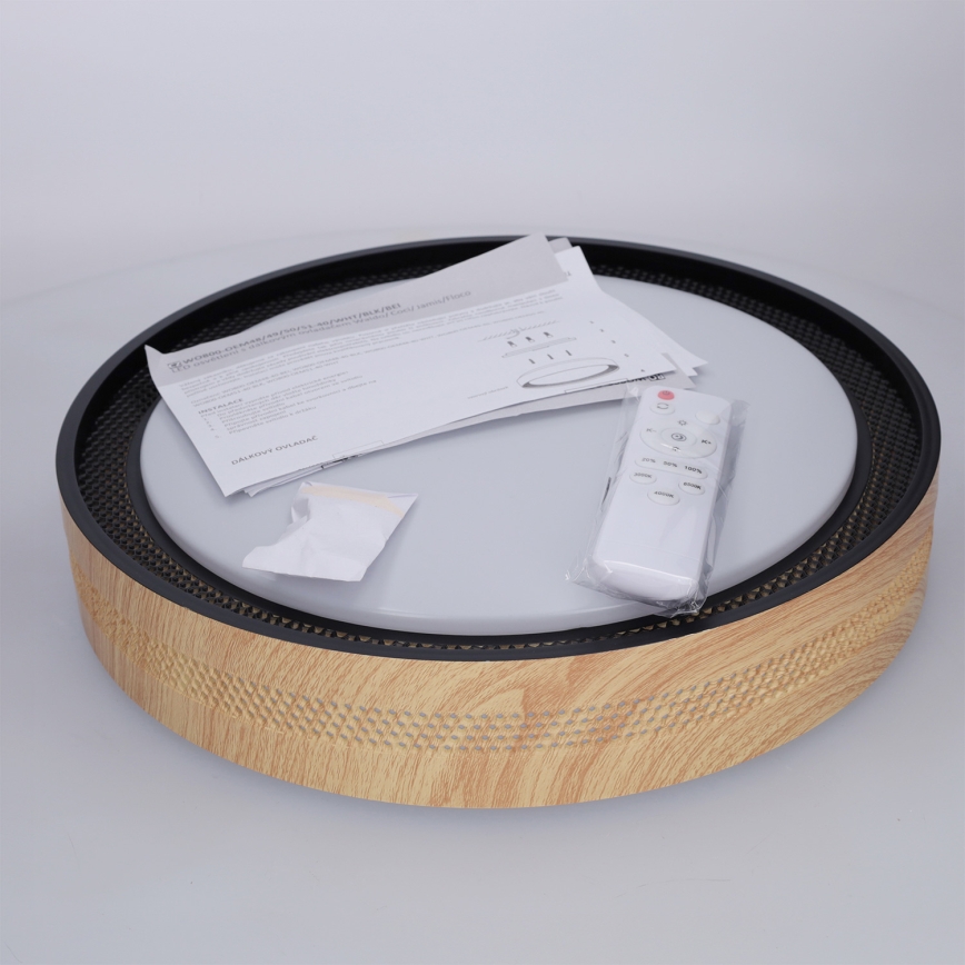 Brilagi - Plafoniera LED dimmerabile COCI LED/48W/230V 3000-6500K Ø 39 cm finitura effetto legno/nera + telecomando incluso