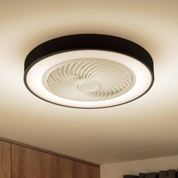 Brilagi - Plafoniera LED dimmerabile con ventilatore, 30W/230V, 3000-6500K, Ø 50 cm, nero + telecomando