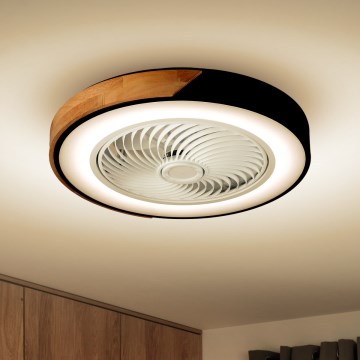 Brilagi - Plafoniera LED dimmerabile con ventilatore LED/30W/230V 3000-6500K Ø 50 cm nero/rovere + telecomando
