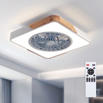 Brilagi - Plafoniera LED dimmerabile con ventilatore LED/38W/230V 3000-6500K 50x50 cm bianco/rovere + telecomando