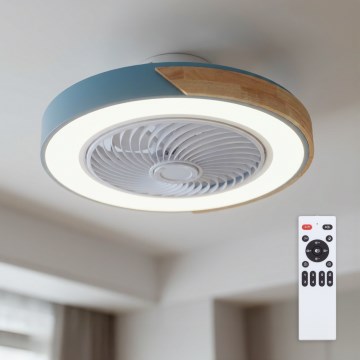 Brilagi - Plafoniera LED dimmerabile con ventilatore LED/38W/230V 3000-6500K Ø 50 cm blu/rovere + telecomando