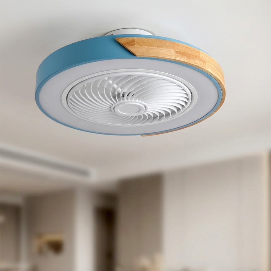 Brilagi - Plafoniera LED dimmerabile con ventilatore LED/38W/230V 3000-6500K Ø 50 cm blu/rovere + telecomando