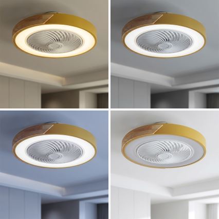 Brilagi - Plafoniera dimmerabile a LED con ventilatore LED/38W/230V 3000-6500K 3000-6500K Ø 50 cm oro/rovere + telecomando