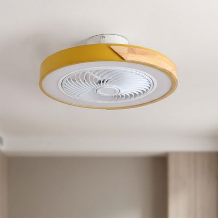 Brilagi - Plafoniera dimmerabile a LED con ventilatore LED/38W/230V 3000-6500K 3000-6500K Ø 50 cm oro/rovere + telecomando