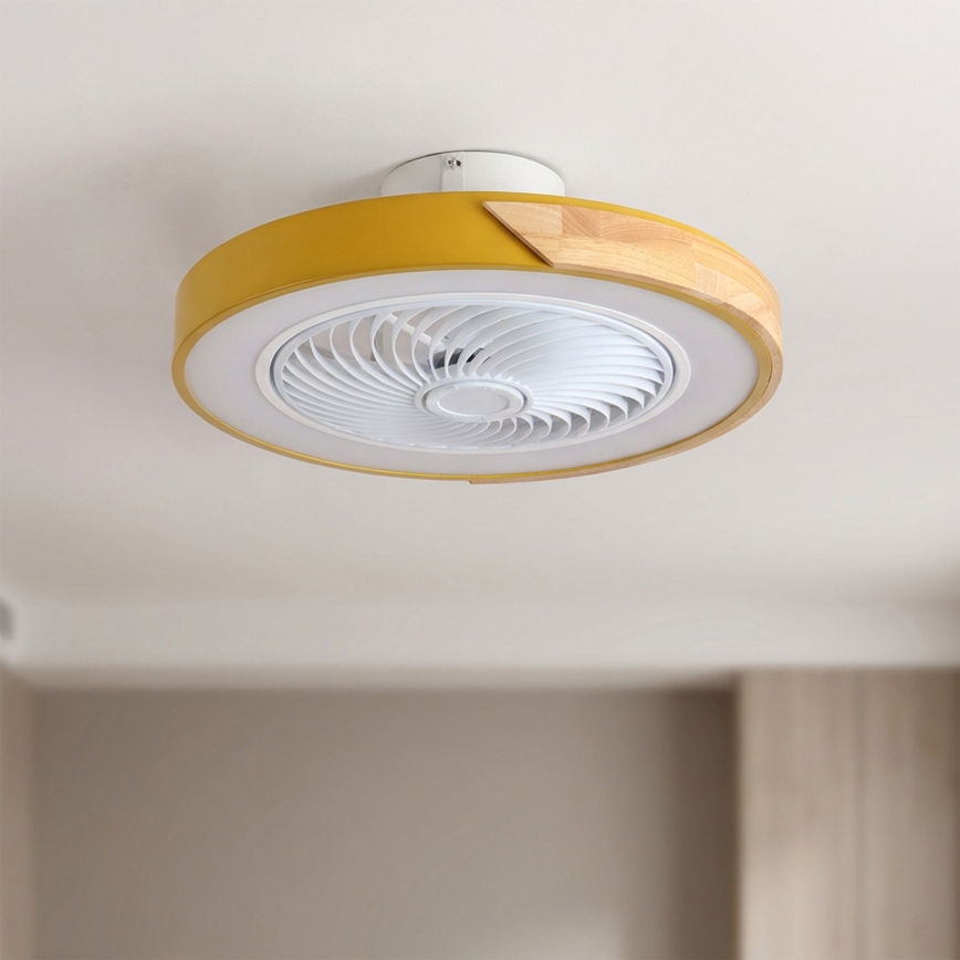 Brilagi - Plafoniera dimmerabile a LED con ventilatore LED/38W/230V 3000-6500K 3000-6500K Ø 50 cm oro/rovere + telecomando