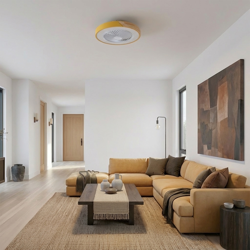 Brilagi - Plafoniera dimmerabile a LED con ventilatore LED/38W/230V 3000-6500K 3000-6500K Ø 50 cm oro/rovere + telecomando