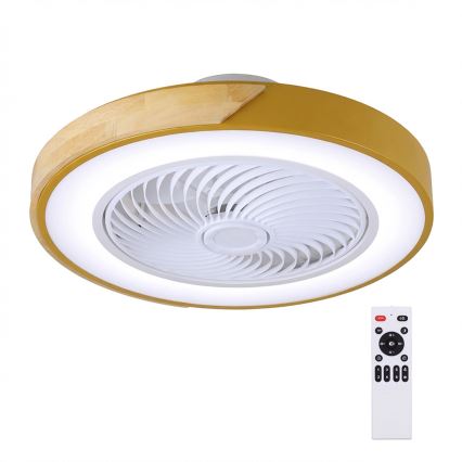 Brilagi - Plafoniera dimmerabile a LED con ventilatore LED/38W/230V 3000-6500K 3000-6500K Ø 50 cm oro/rovere + telecomando