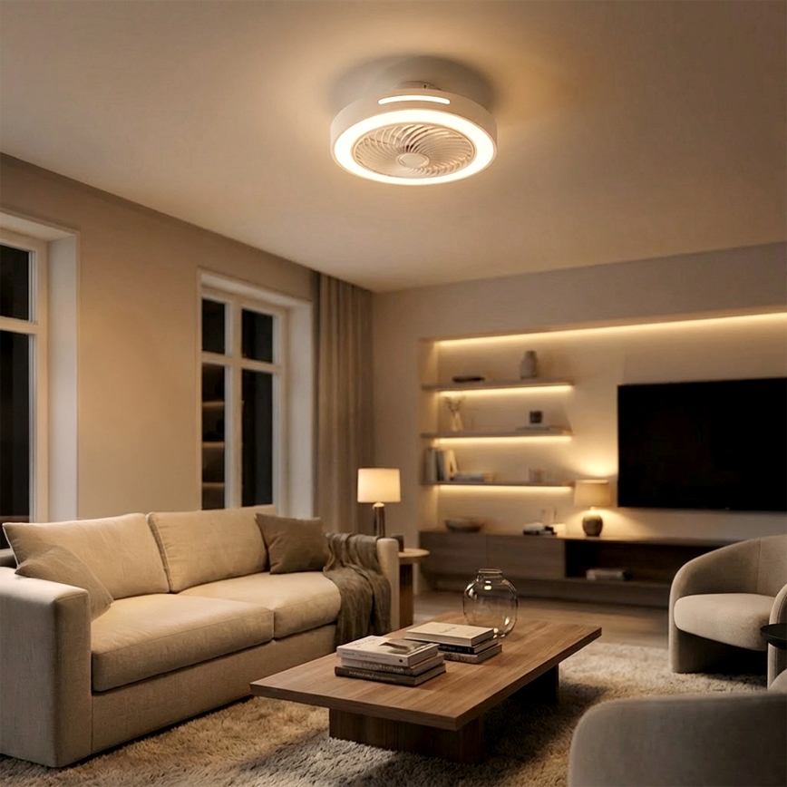Brilagi - Plafoniera LED dimmerabile con ventilatore LED/38W/230V 3000-6500K 3000-6500K Ø 46 cm bianco + telecomando