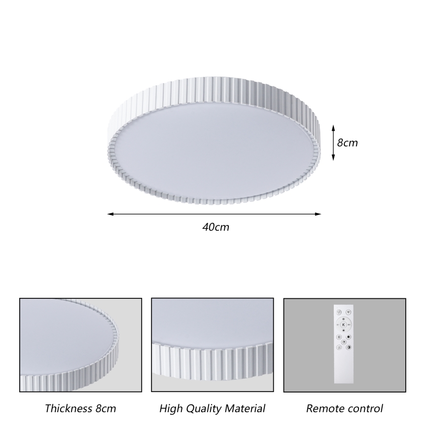Brilagi - Plafoniera LED dimmerabile CORVO LED/54W/230V 3000-6000K bianco diam. 40 cm + telecomando