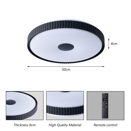 Brilagi - Plafoniera LED dimmerabile CORVO LED/72W/230V 3000-6000K nera, diam. 50 cm + telecomando