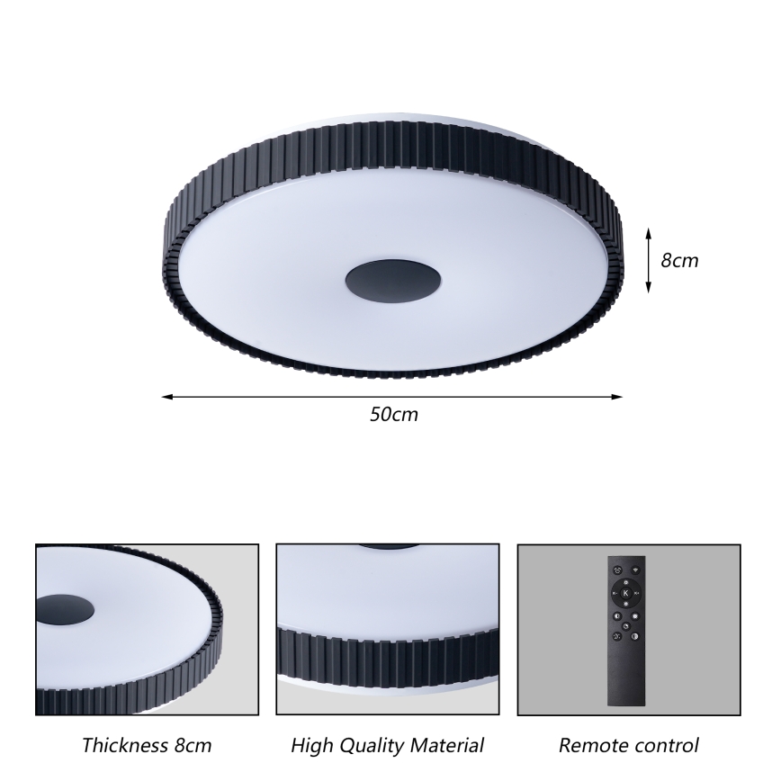 Brilagi - Plafoniera LED dimmerabile CORVO LED/72W/230V 3000-6000K nera, diam. 50 cm + telecomando