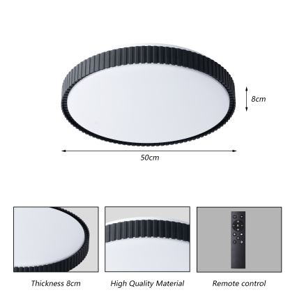 Brilagi - Plafoniera LED dimmerabile CORVO LED/72W/230V 3000-6000K nera, diam. 50 cm + telecomando