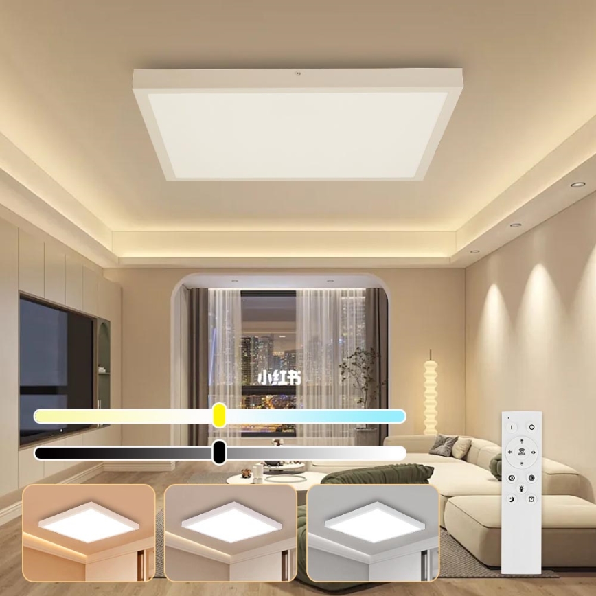 Brilagi - Plafoniera LED dimmerabile da bagno FRAME SMART LED/50W/230V 60x60 cm 3000-6000K IP44 bianco + telecomando