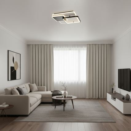 Brilagi - Plafoniera LED dimmerabile FLARE LED/64W/230V 3000-6000K 45x45 cm bianco/nero + telecomando