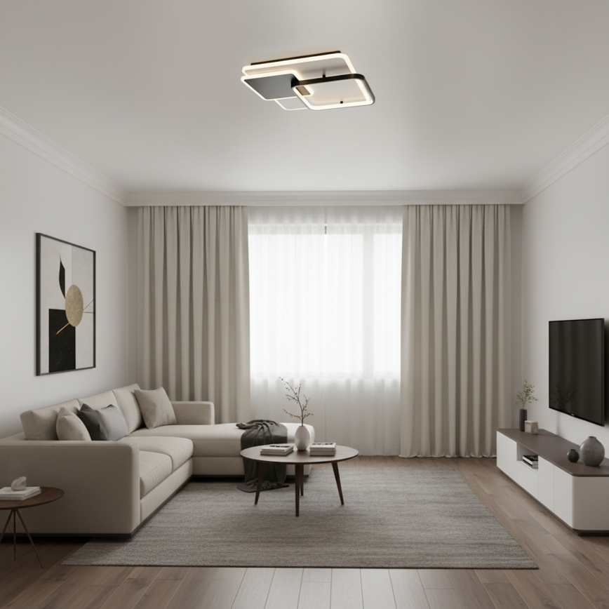 Brilagi - Plafoniera LED dimmerabile FLARE LED/64W/230V 3000-6000K 45x45 cm bianco/nero + telecomando