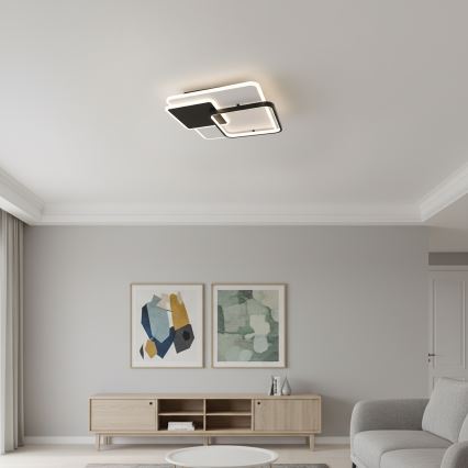 Brilagi - Plafoniera LED dimmerabile FLARE LED/64W/230V 3000-6000K 45x45 cm bianco/nero + telecomando