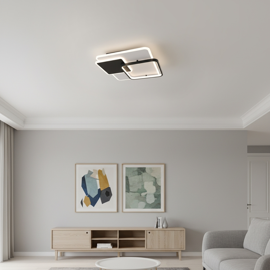 Brilagi - Plafoniera LED dimmerabile FLARE LED/64W/230V 3000-6000K 45x45 cm bianco/nero + telecomando
