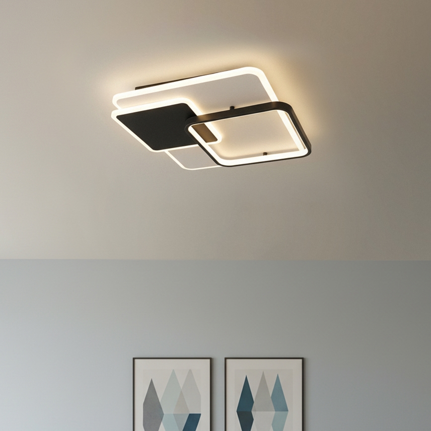 Brilagi - Plafoniera LED dimmerabile FLARE LED/64W/230V 3000-6000K 45x45 cm bianco/nero + telecomando