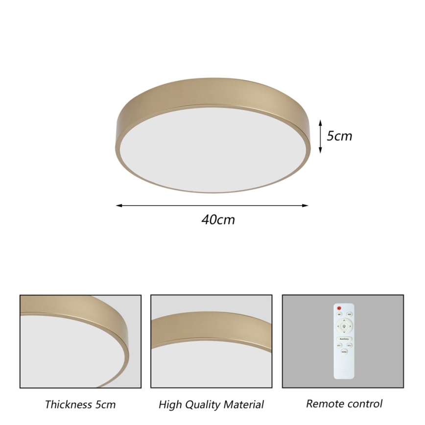 BRILAGI - Plafoniera dimmerabile a LED POOL LED/48W/230V 3000-6000K Ø 40 cm oro + telecomando
