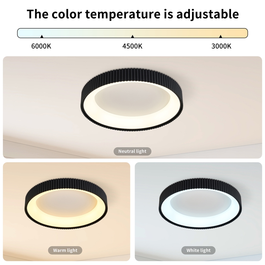 Brilagi - Plafoniera LED dimmerabile FALCON MODERN LED/30W/230V 3000-6500K Ø 40 cm nero + telecomando