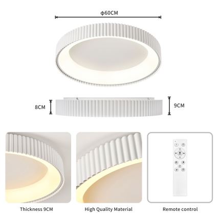 Brilagi - Plafoniera LED dimmerabile FALCON MODERN LED/54W/230V 3000-6000K 60 cm bianco + telecomando