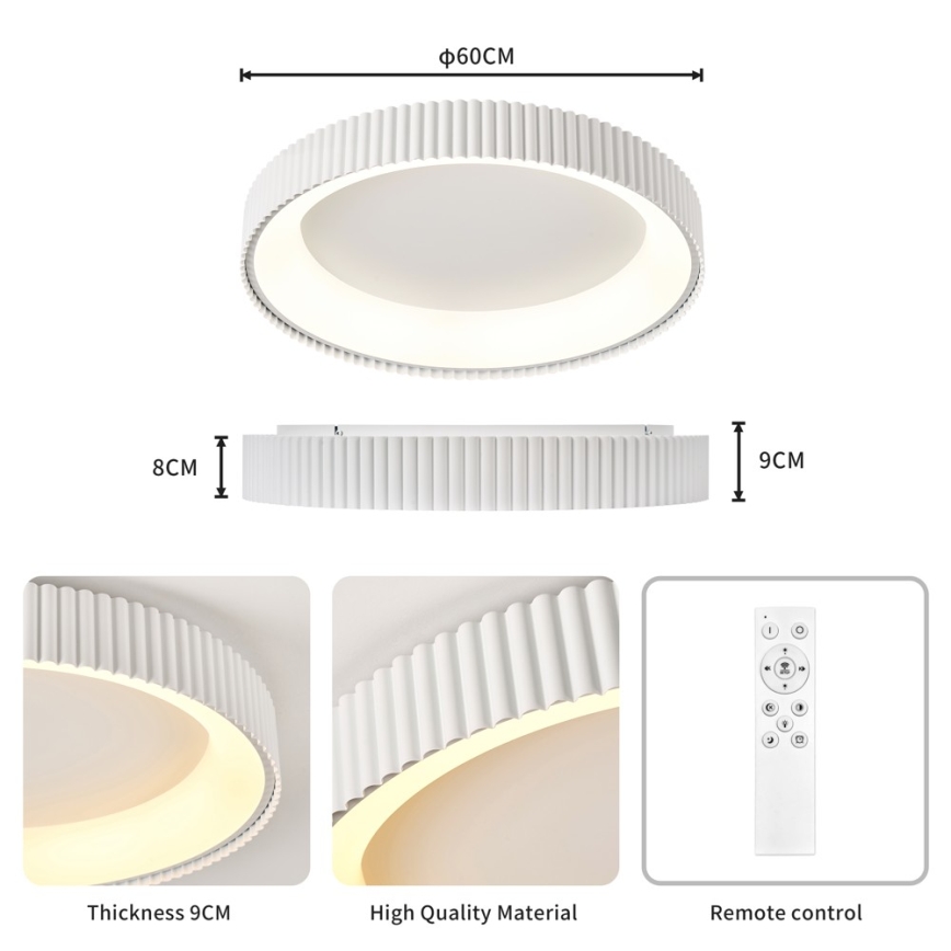 Brilagi - Plafoniera LED dimmerabile FALCON MODERN LED/54W/230V 3000-6000K 60 cm bianco + telecomando