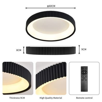 Brilagi - Plafoniera LED dimmerabile FALCON MODERN LED/54W/230V 3000-6500K Ø 60 cm nero + telecomando