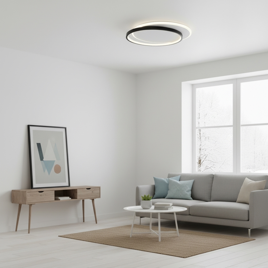 Brilagi - Plafoniera dimmerabile a LED FLARE LED/48W/230V 3000-6000K 39,5x45 cm bianco/nero + telecomando