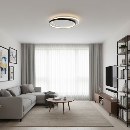 Brilagi - Plafoniera dimmerabile a LED FLARE LED/48W/230V 3000-6000K 39,5x45 cm bianco/nero + telecomando