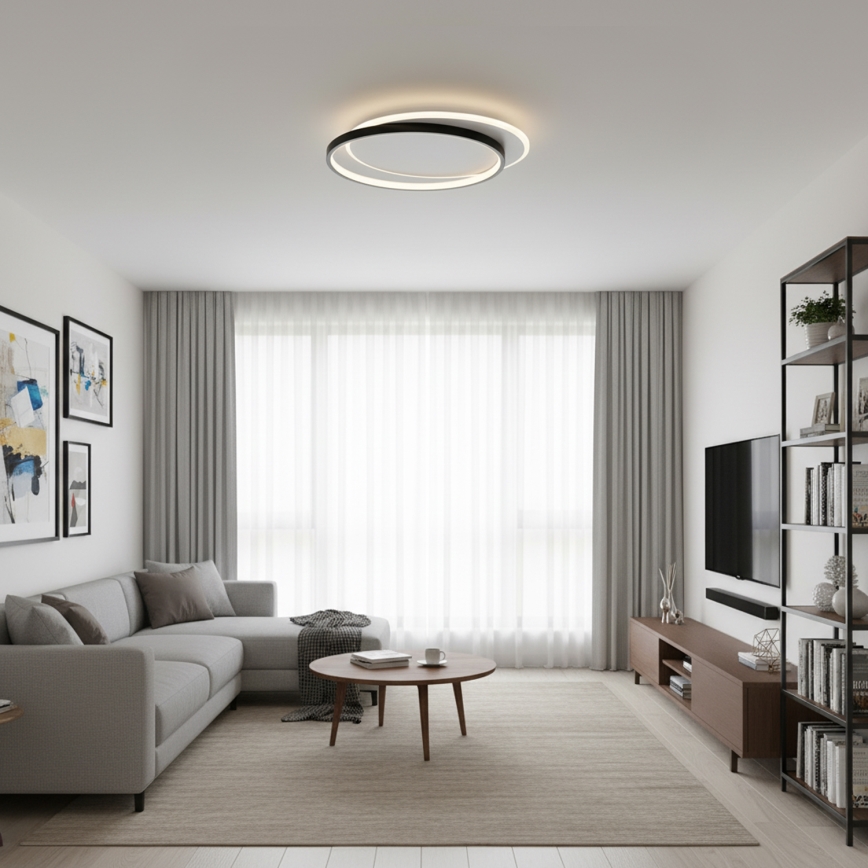 Brilagi - Plafoniera dimmerabile a LED FLARE LED/48W/230V 3000-6000K 39,5x45 cm bianco/nero + telecomando