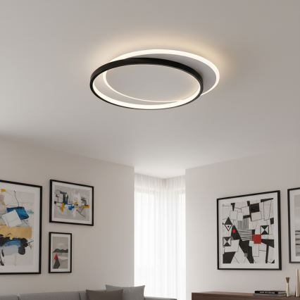 Brilagi - Plafoniera dimmerabile a LED FLARE LED/48W/230V 3000-6000K 39,5x45 cm bianco/nero + telecomando