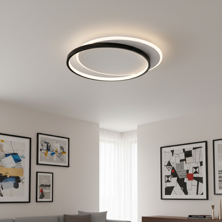 Brilagi - Plafoniera dimmerabile a LED FLARE LED/48W/230V 3000-6000K 39,5x45 cm bianco/nero + telecomando
