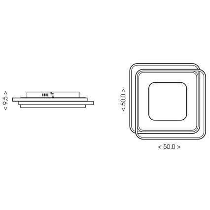 Brilagi - Plafoniera LED dimmerabile FLARE LED/102W/230V 3000-6000K 50x50 cm nera + telecomando
