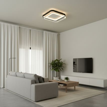 Brilagi - Plafoniera LED dimmerabile FLARE LED/43W/230V 3000-6000K 39,5x45 cm bianco/nero + telecomando