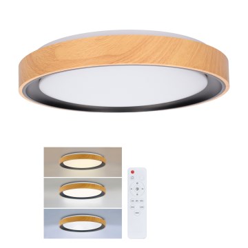 Brilagi - Plafoniera LED dimmerabile FLOCO LED/48W/230V 3000-6500K Ø 40 cm finitura effetto legno/nero + telecomando