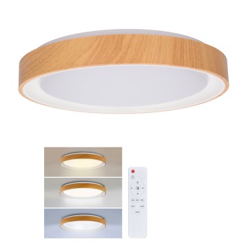 Brilagi - Plafoniera LED dimmerabile FLOCO LED/48W/230V Ø 40 cm finitura effetto legno/bianco + telecomando incluso